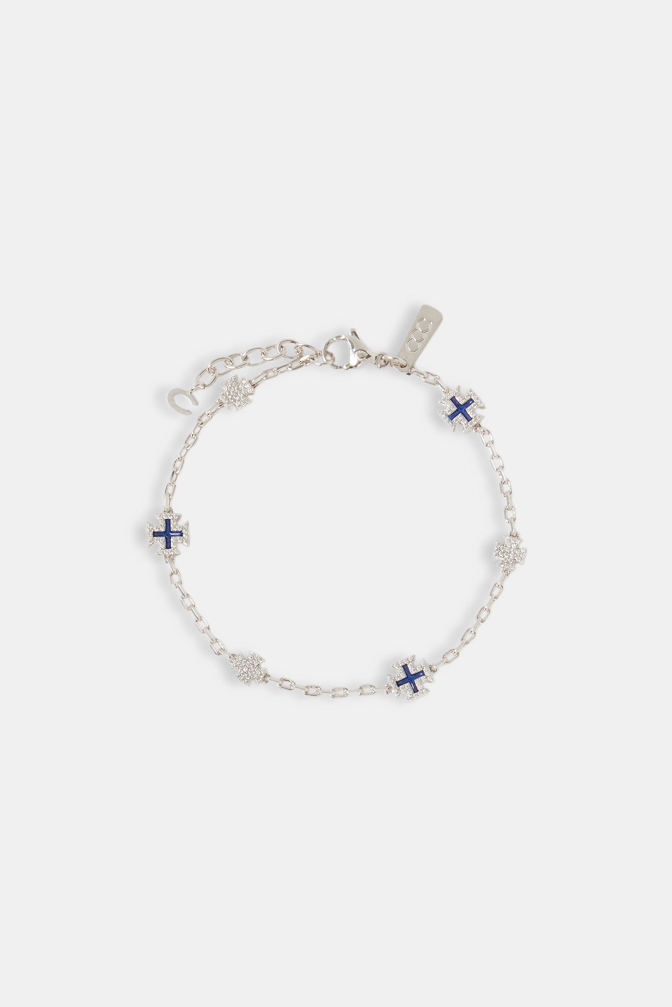 Blue Enamel Micro Motif Rolo Bracelet - 8mm